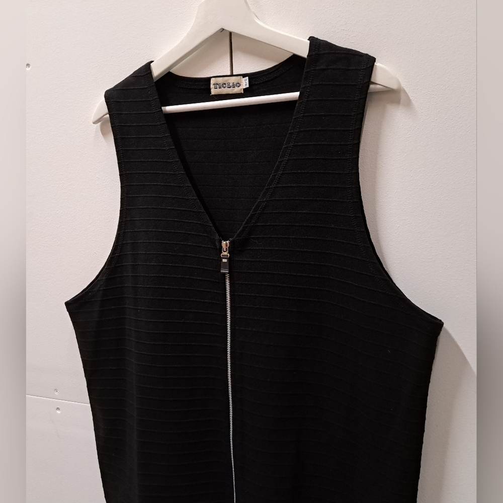 Vintage 80s 90s Women's Ticlio  Vest Jacket Black Full Zip Canada One Size OS - Picture 2 of 9
